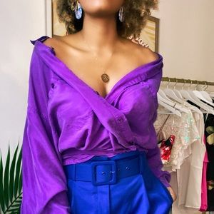 Purple Vintage 100% Silk Blouse